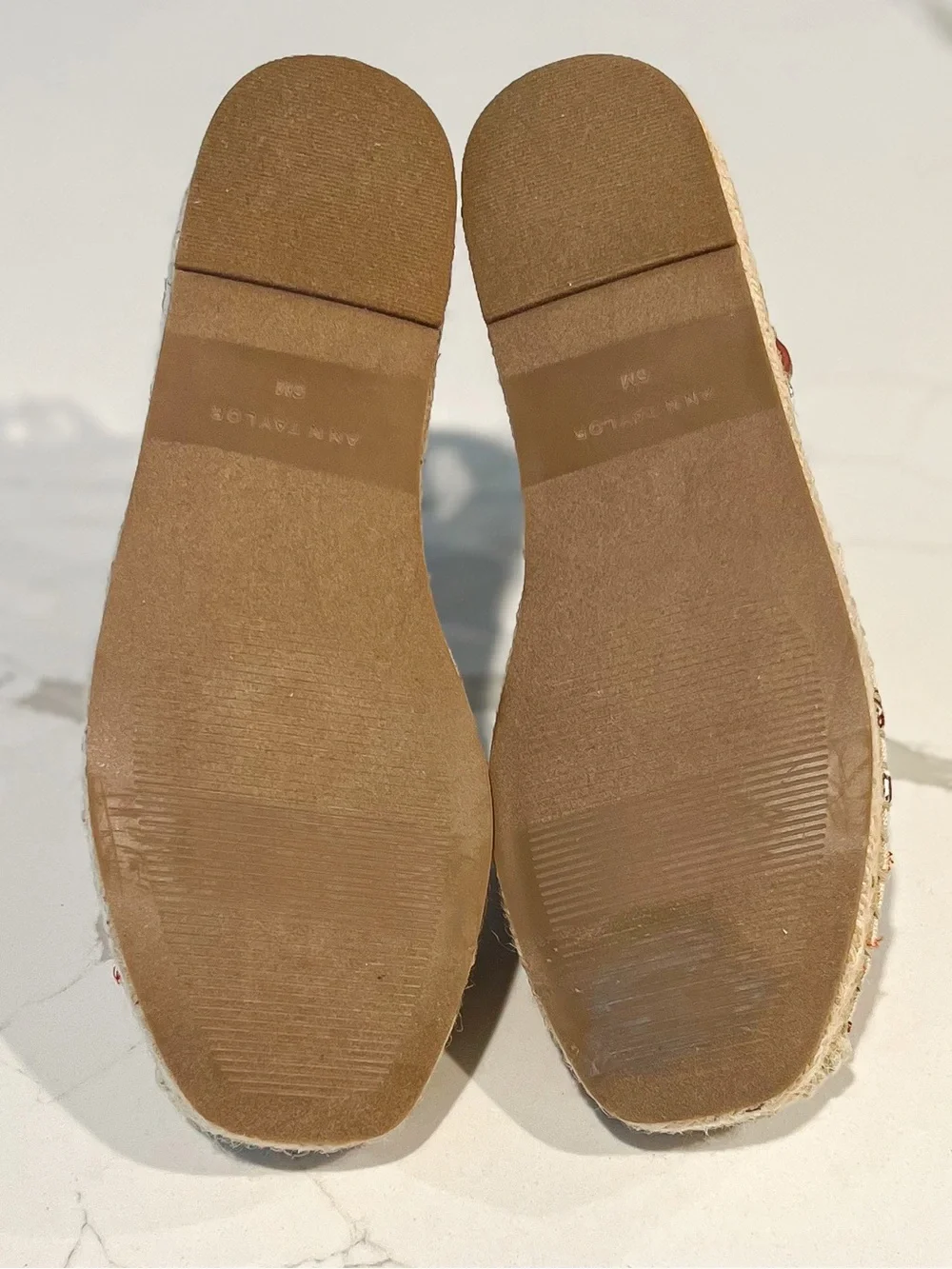 Ann Taylor Isabella Embroidered Linen Espadrille Sandals Multi Zebra Stripe Sz 6